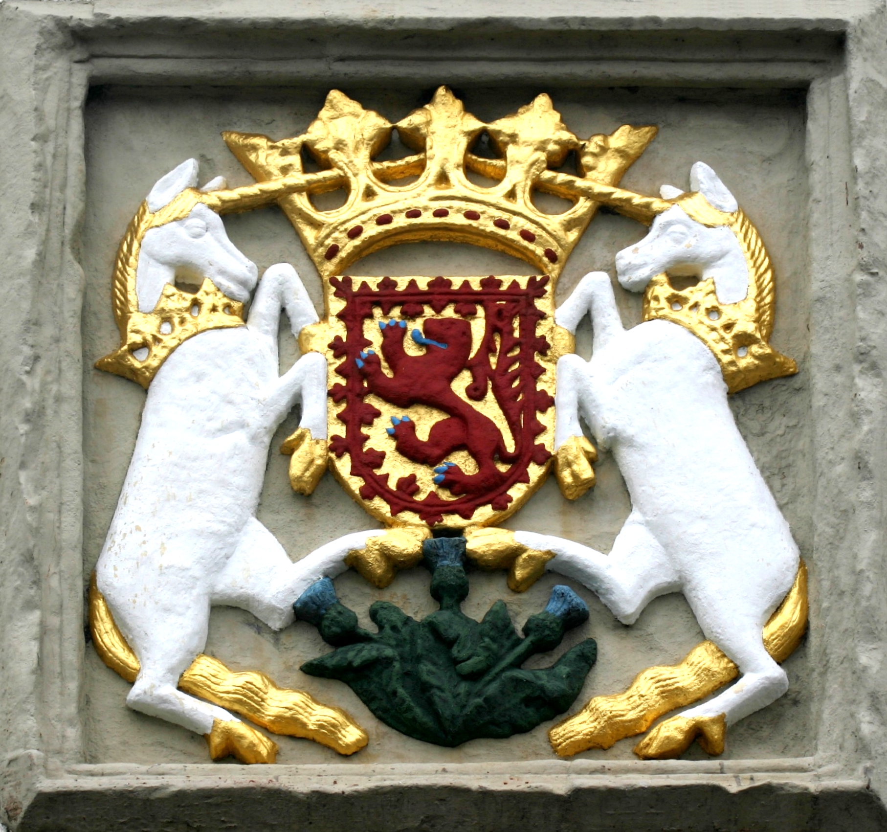 arms of the King of Scotland, above the pend in Bruce Street, Whithorn